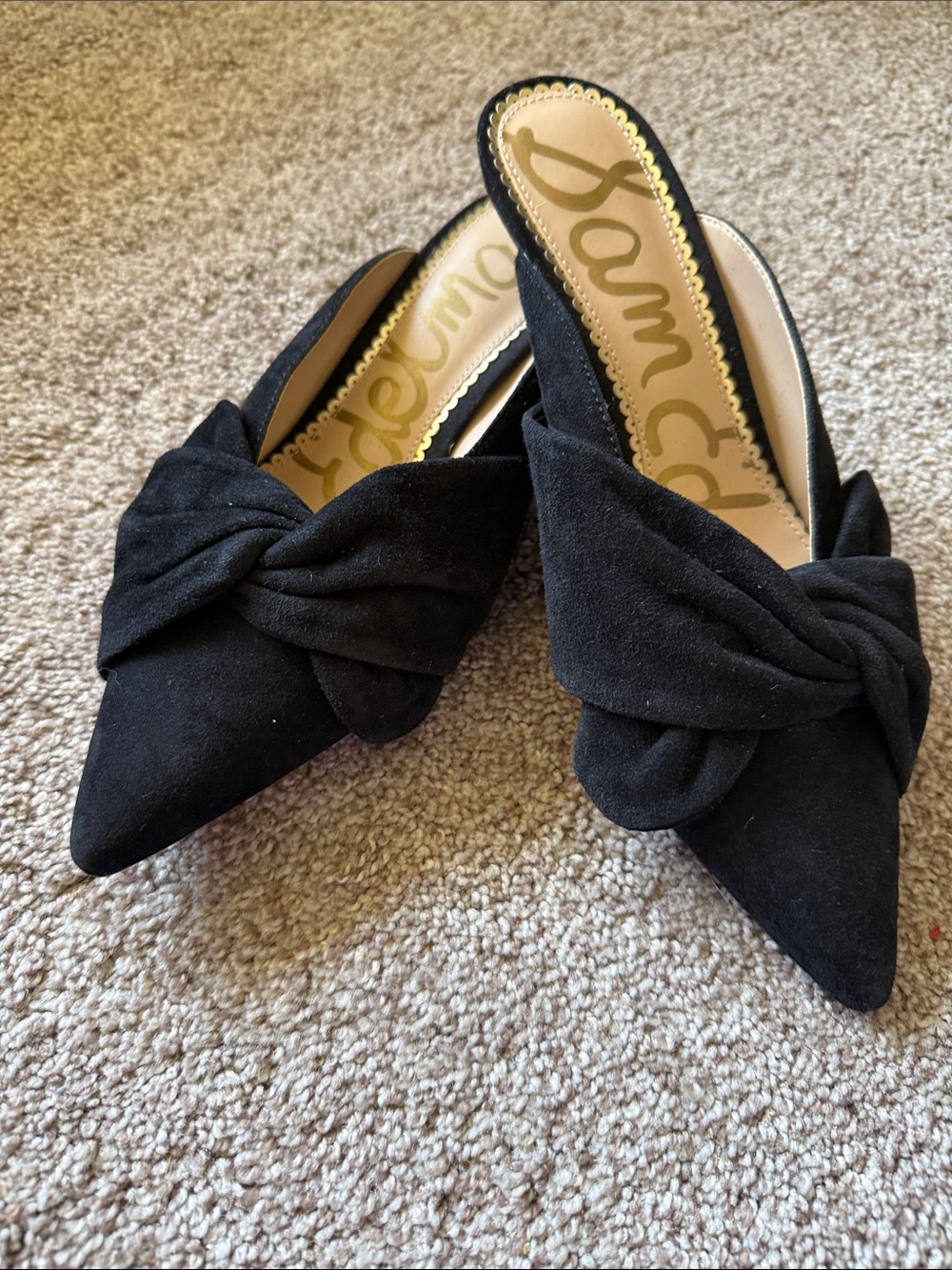 Sam Edelman Black Twisted Suede Pointed Mule